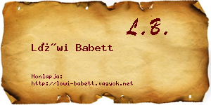 Löwi Babett névjegykártya